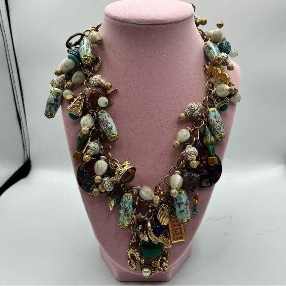 Vintage dragon 1960s handmade chunky charm Statement pendant Necklace - Picture 2 of 16